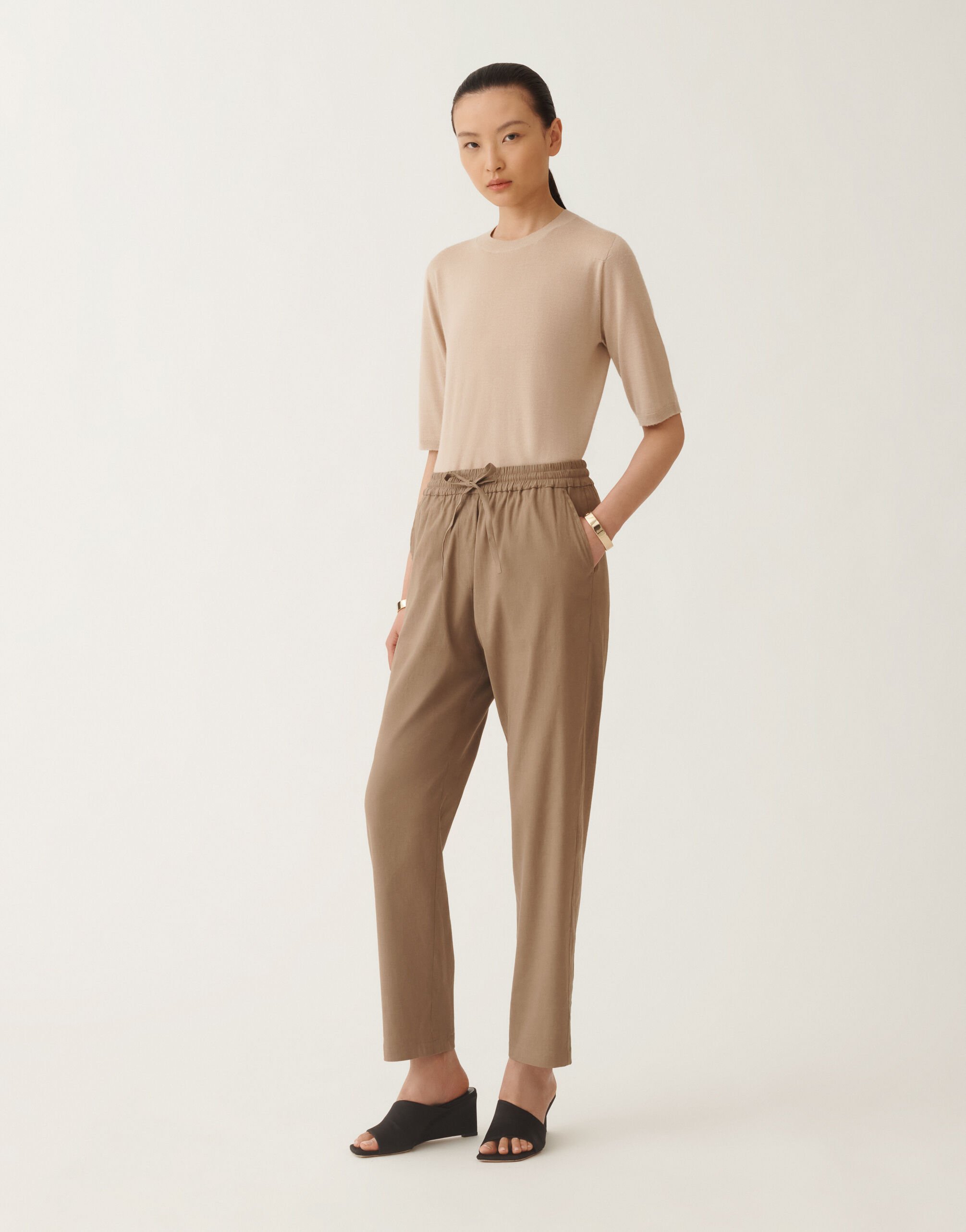 Fabiana Filippi Hose aus Stretch-Leinen-Viskose, taupe TAUPE PADC02F410H5490000