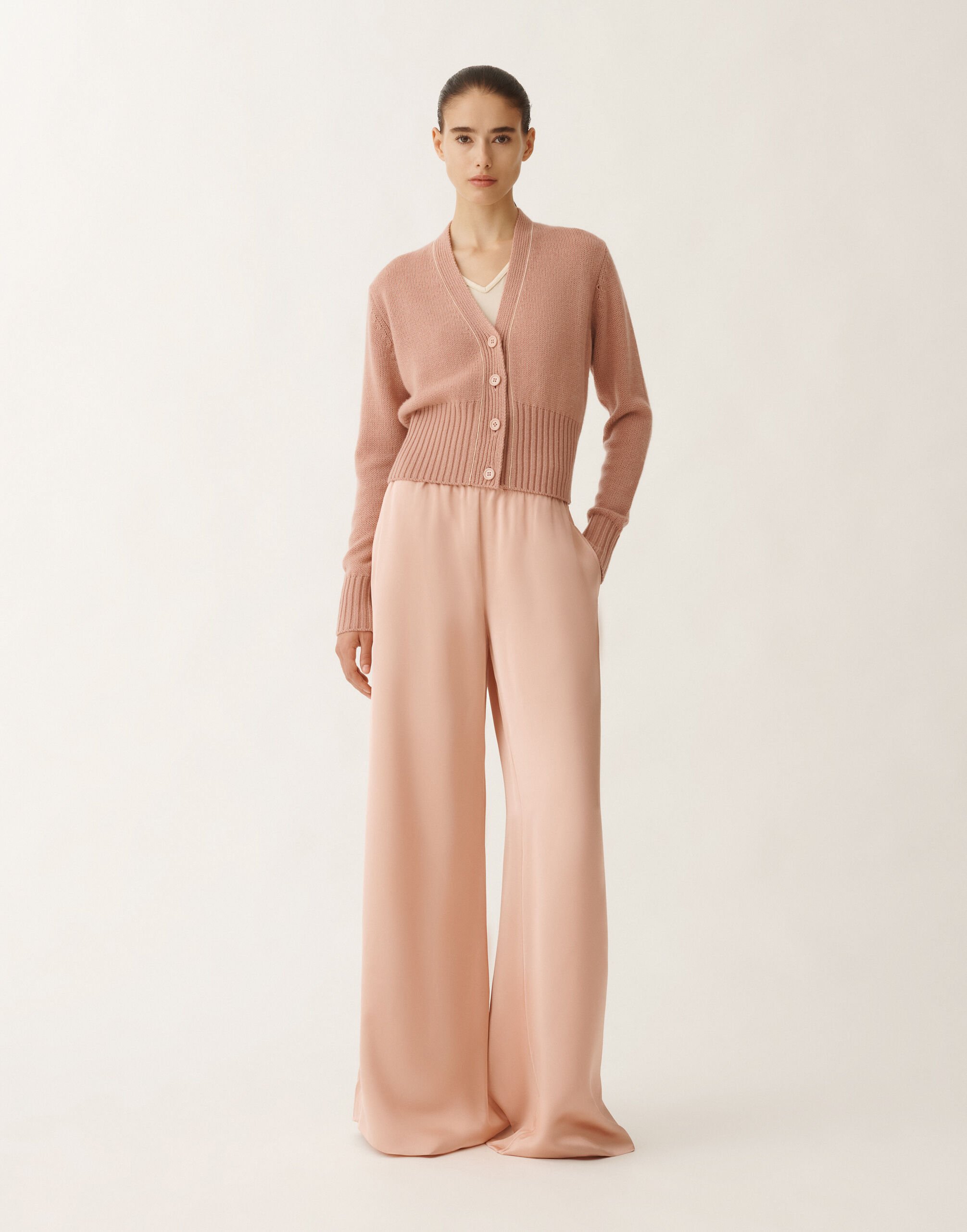 Fabiana Filippi Cardigan en gaze de cachemire, fard ROSE MAD265F038L1610000