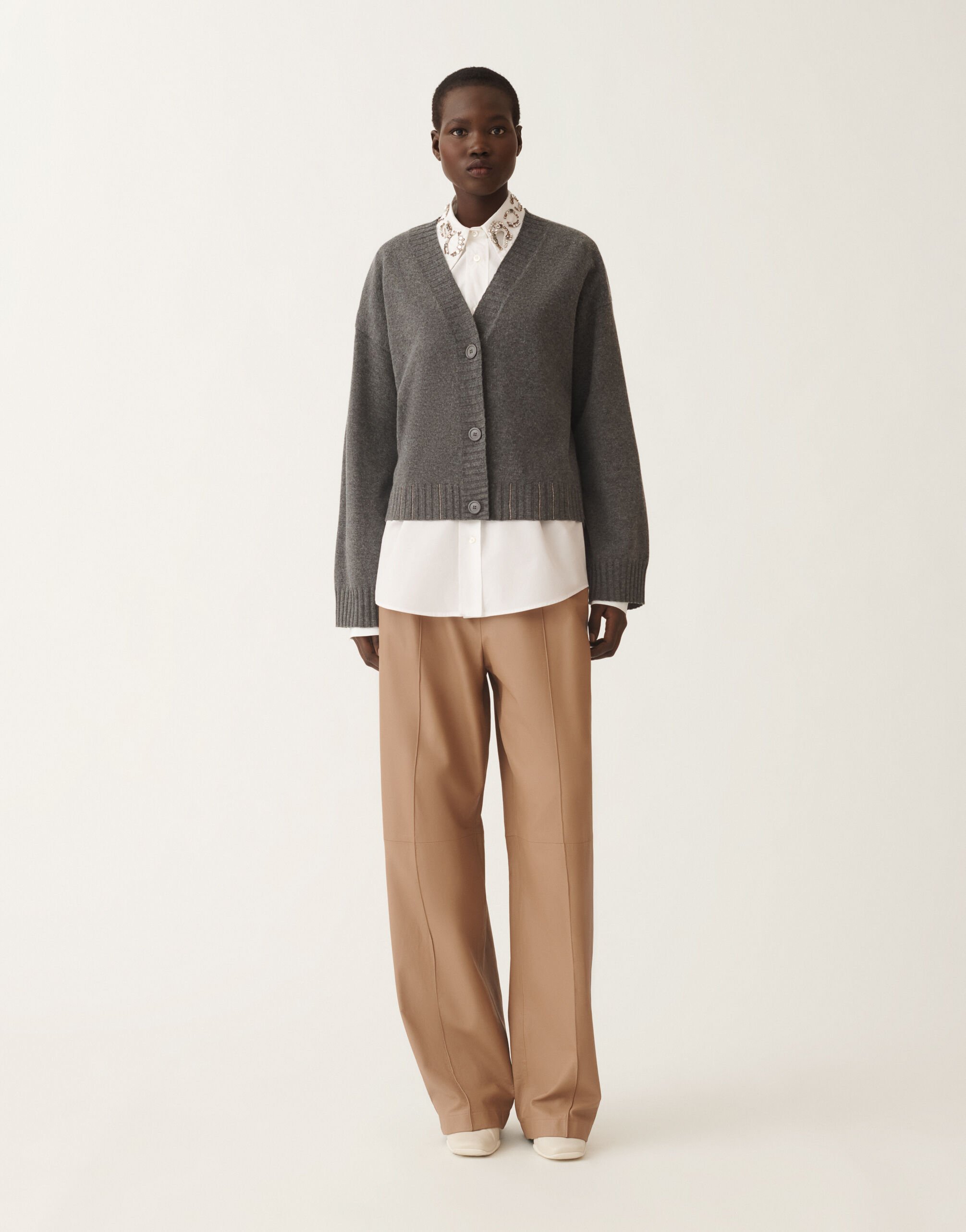 Platinum cardigan, lead grey for Women | Fabiana Filippi®