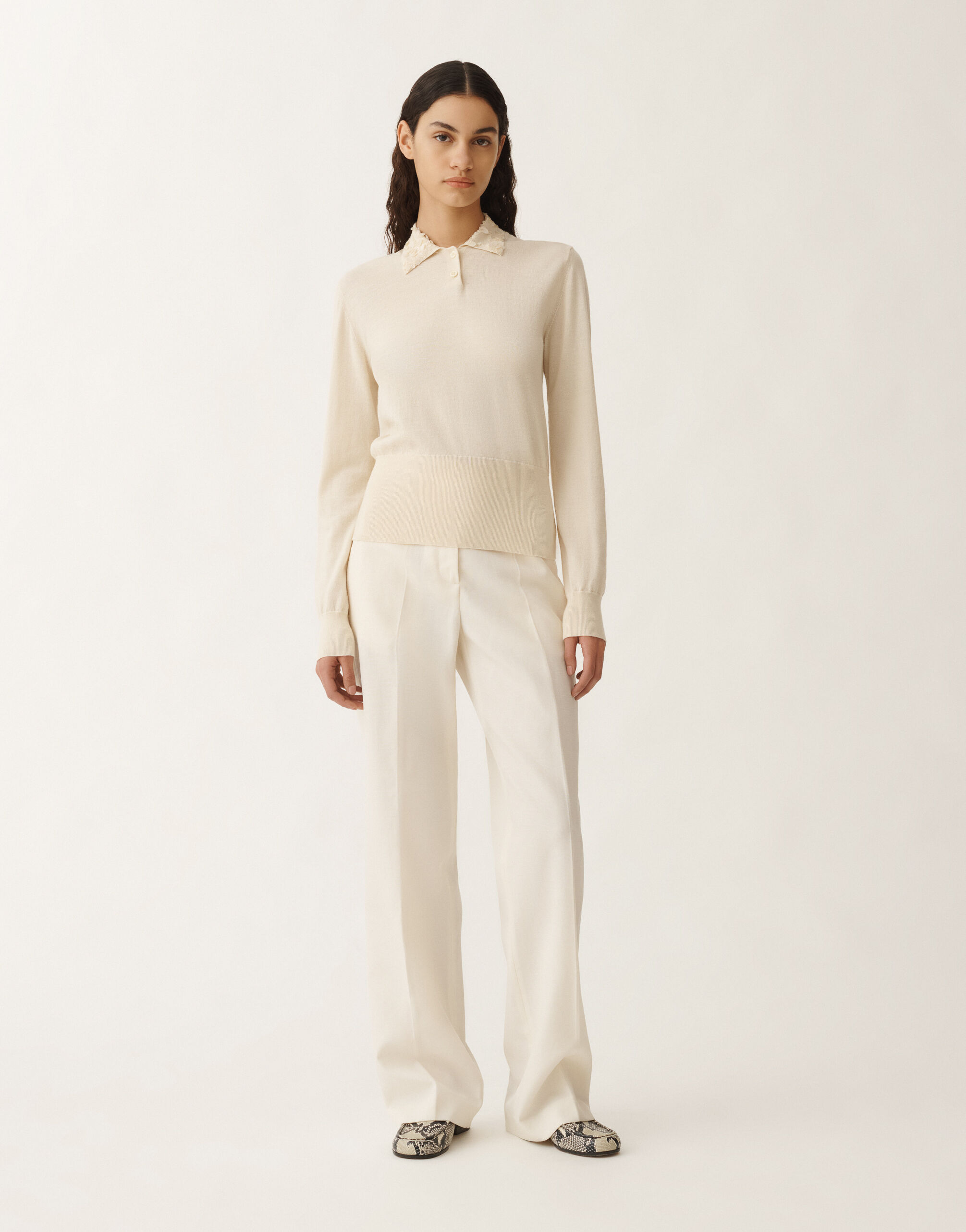 Fabiana Filippi Polo en laine et coton, vanille BLANC MAD265F054L1630000