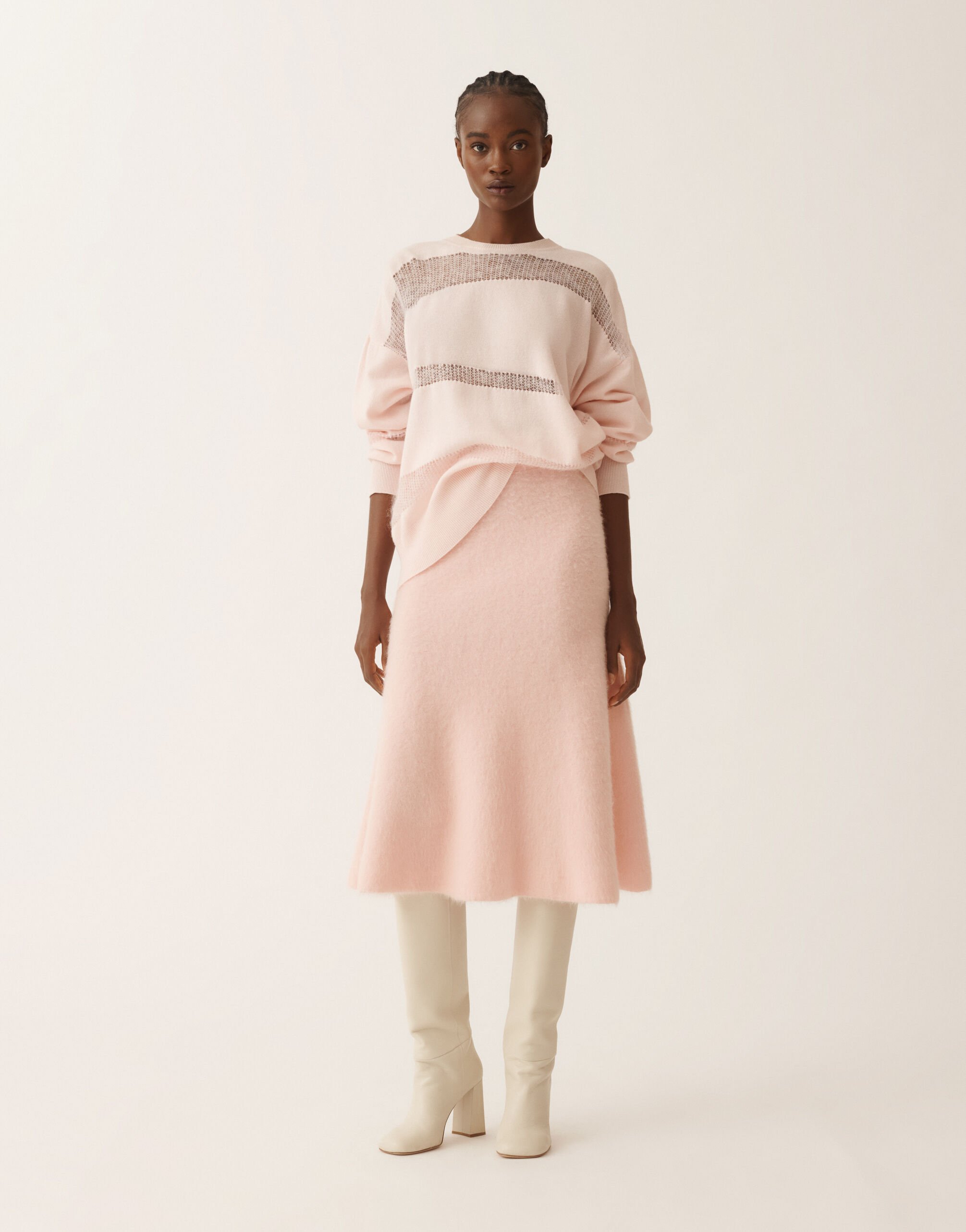 Fabiana Filippi Suéter en platino y mohair, rosa cuarzo Rosa MAD225F508L6400000
