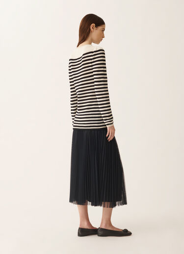 Fabiana Filippi Pull en coton biologique avec micro-paillettes, jaune beurre et bleu BLEU NUIT MAD276F473M1660000