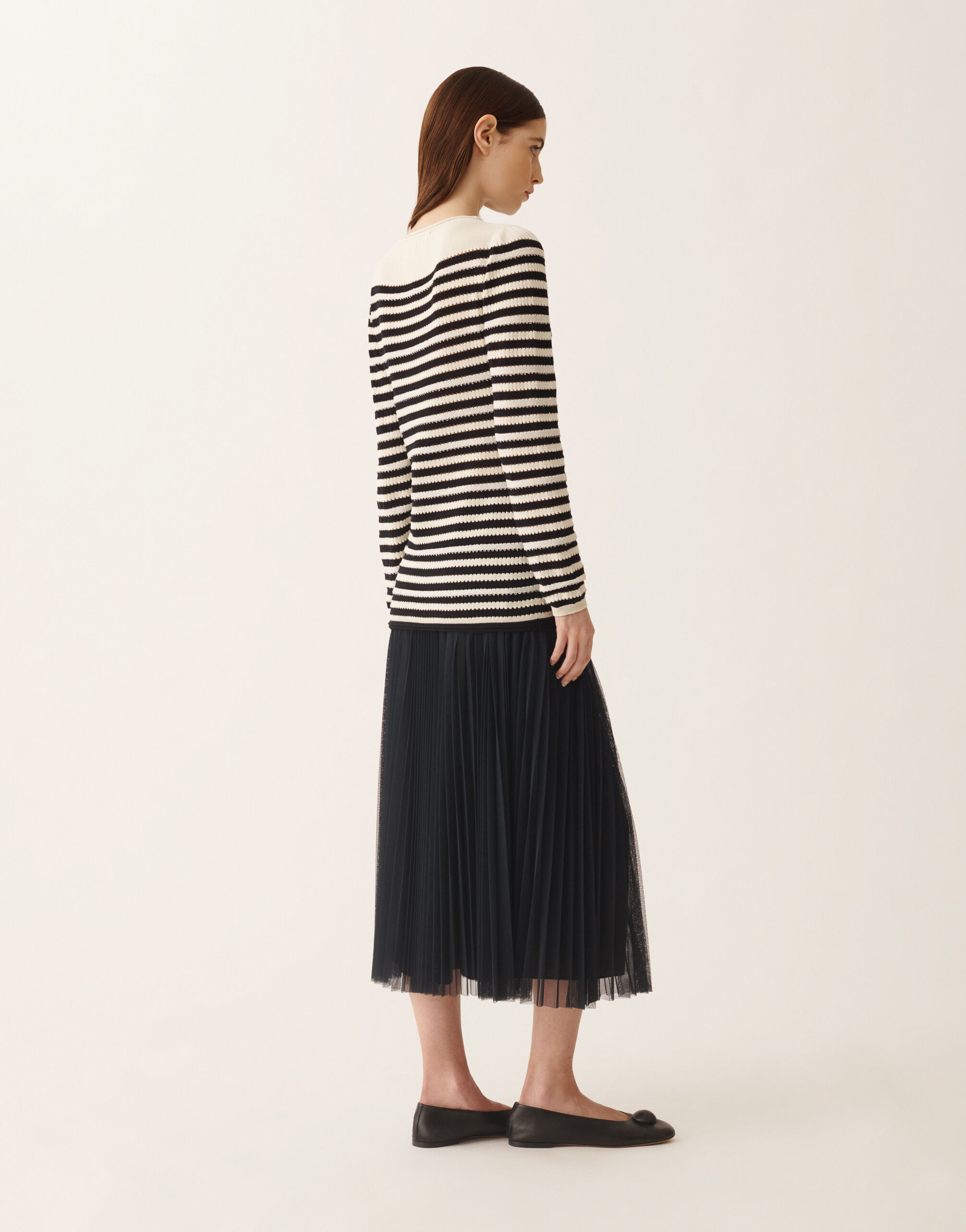 Fabiana Filippi Pull en coton biologique avec micro-paillettes, jaune beurre et bleu BLEU NUIT MAD276F473M1660000