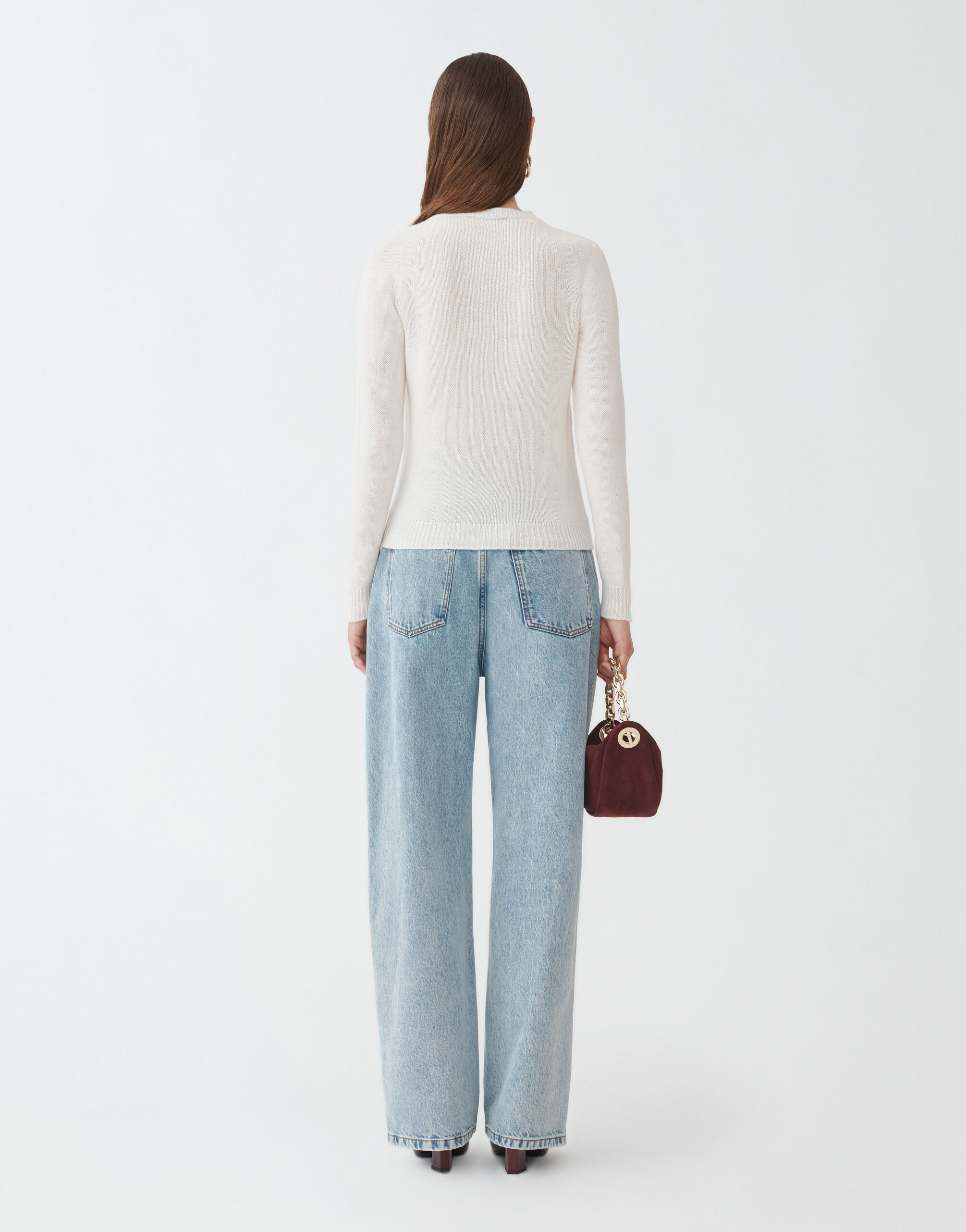 Fabiana Filippi Nahtloser Pullover aus Kaschmir-Gaze, Weiß Weiß MAD264F031N9000000