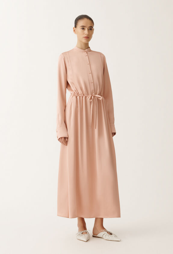 Fabiana Filippi Long viscose satin shirt dress, blush PINK ABD265F206D6230000