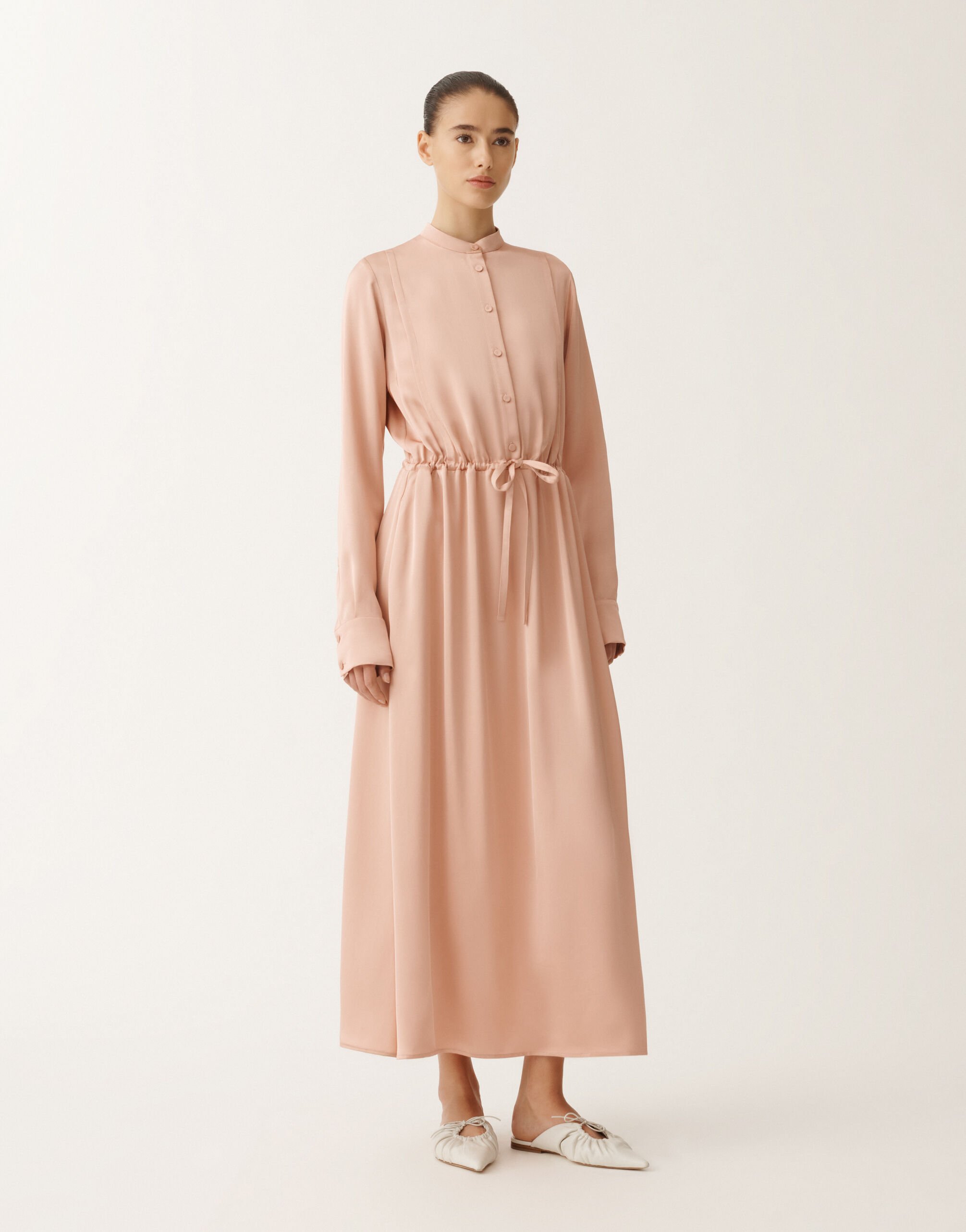 Fabiana Filippi Langes Blusenkleid aus Satin in Viskose, blush ROSA ABD265F206D6230000
