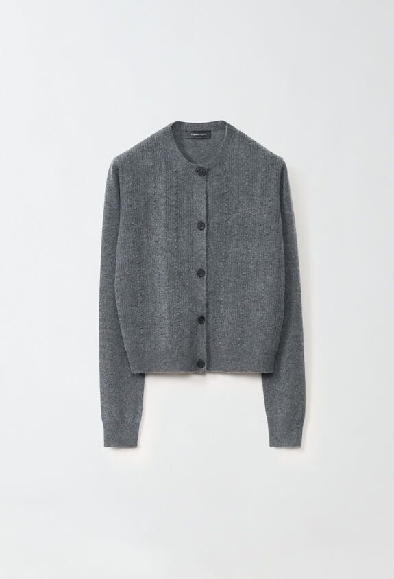 レディースPlatinum カーディガン（レッドグレー） ニットウェア  