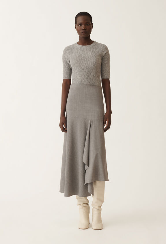 Fabiana Filippi Cool wool asymmetrical skirt, melange rock GREY GND215F414D6200000