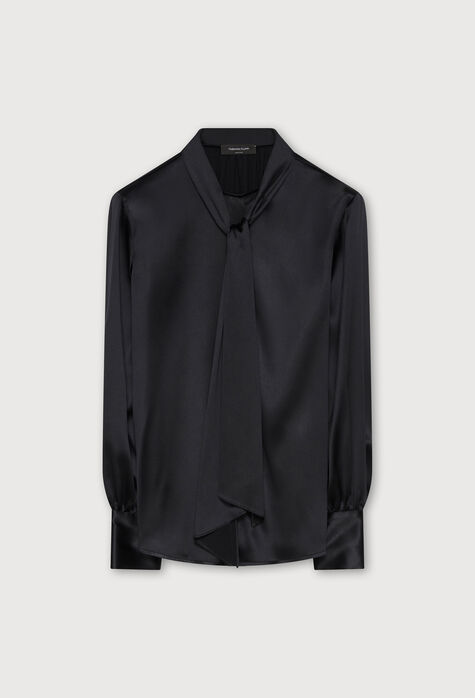 Fabiana Filippi Silk satin shirt, black CAD274F541D6140000