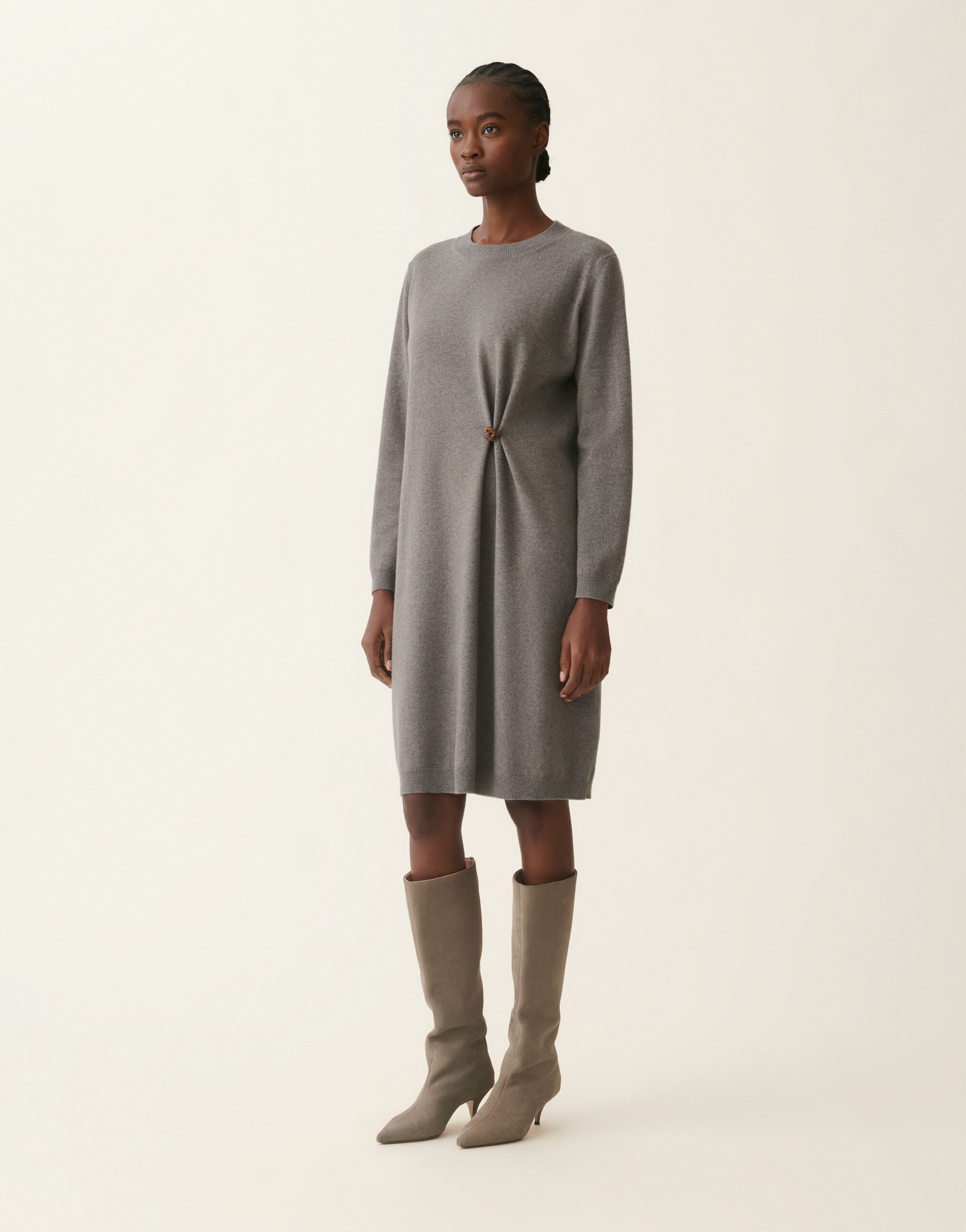Platinum midi dress, falcon Fabiana Filippi Platinum midi dress, falcon Falcon ABD226F571M2810000