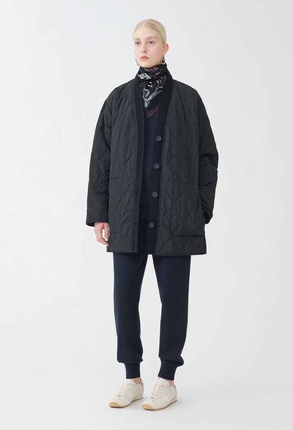 Fabiana Filippi TECH TAFFETA QUILTED JACKET WITH KNIT FINISHING BLACK CTD214F205I9210000