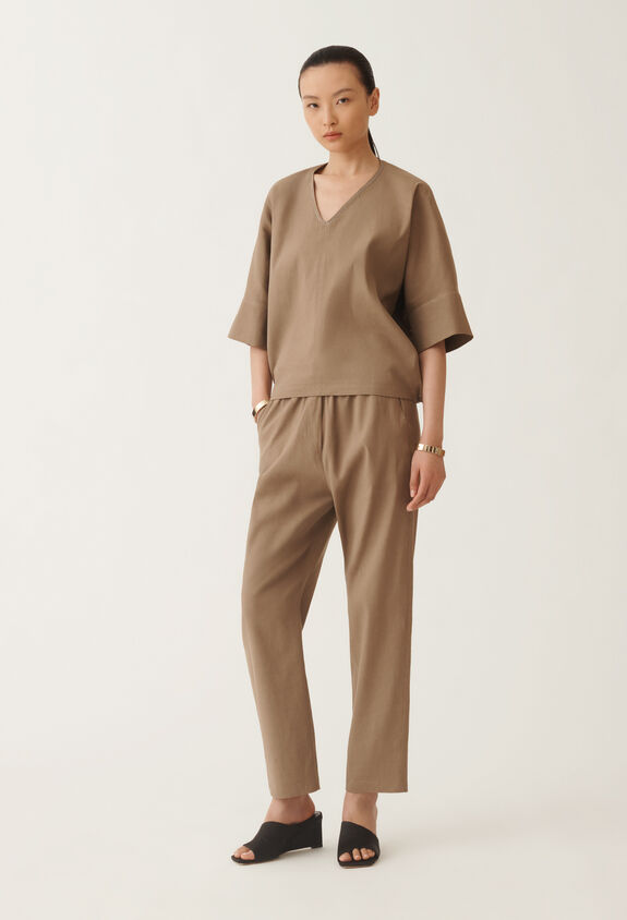 Fabiana Filippi Stretch viscose and linen trousers, taupe TAUPE PADC02F410H5490000