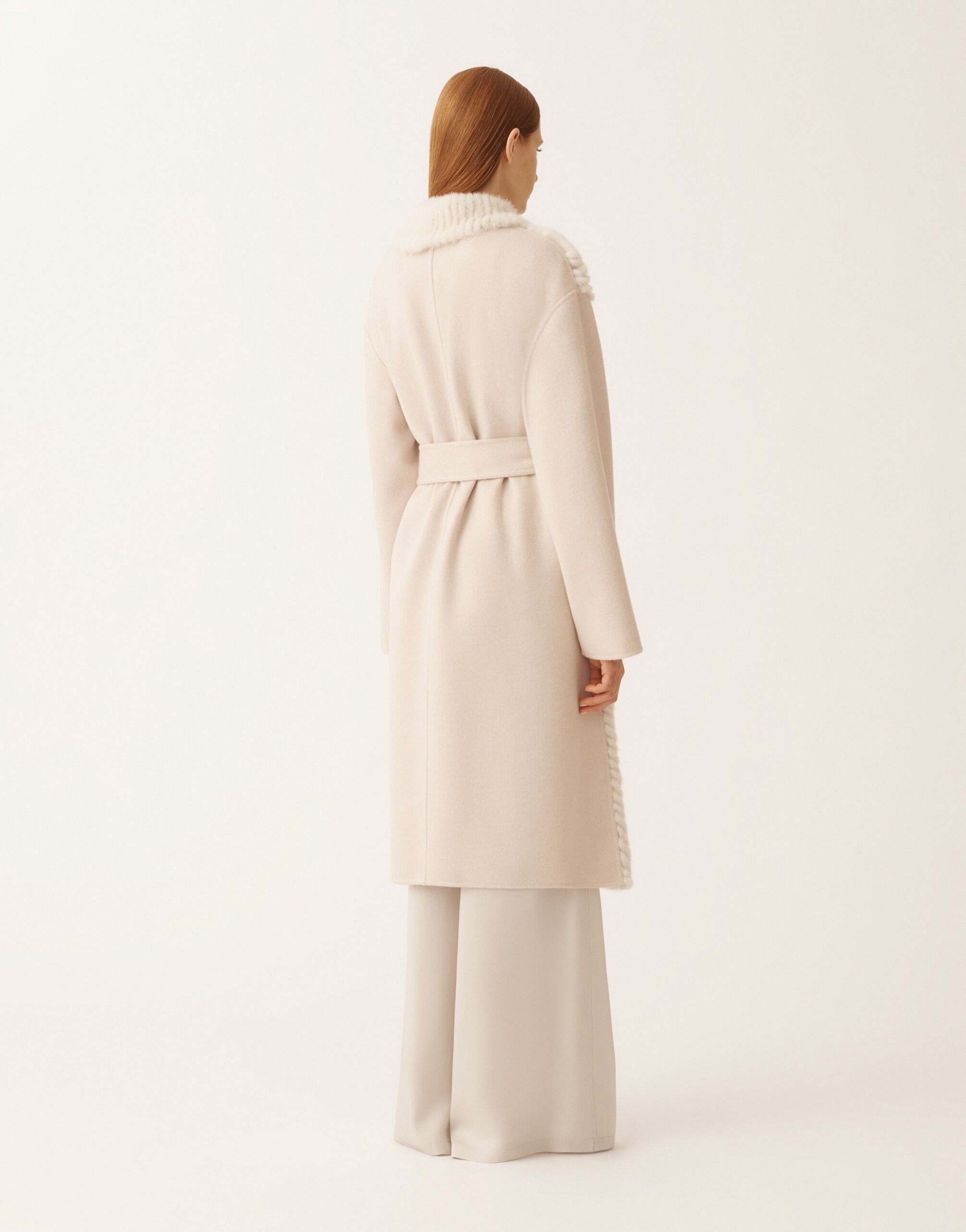 Fabiana Filippi Mink chevron coat, pearl and greige White PLD225F720L6130000
