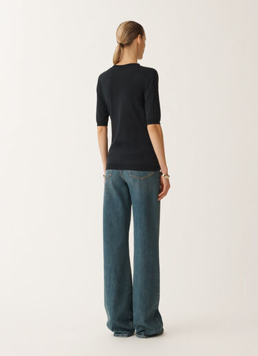 Fabiana Filippi T-Shirt aus Baumwolle und Seide, nachtblau BLAU MAD275F469N8210000
