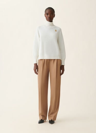 Cropped-Rollkragenpullover aus Merinowolle, raffia Fabiana Filippi Cropped-Rollkragenpullover aus Merinowolle, raffia Raffia MAD216F065D4620000