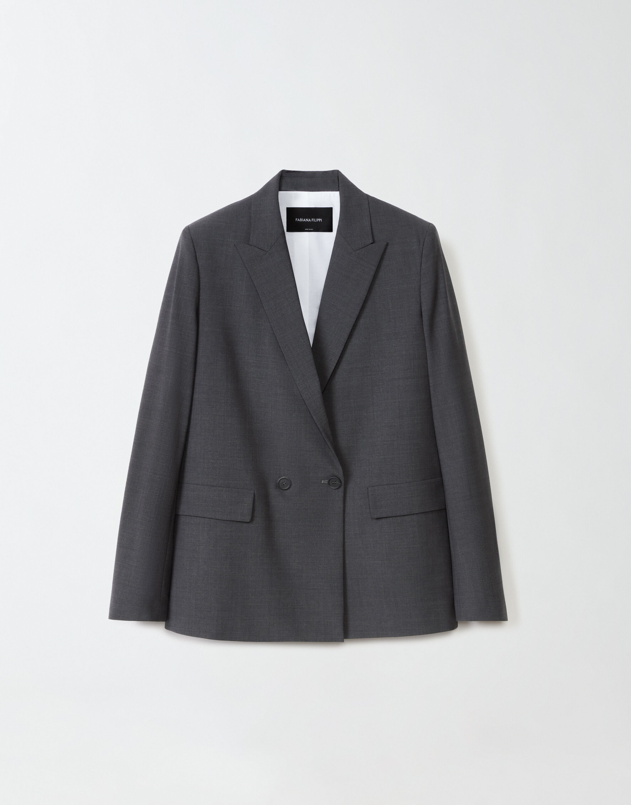 Fabiana Filippi Cool wool double-breasted jacket, charcoal CHARCOAL GCD264F162D6200000
