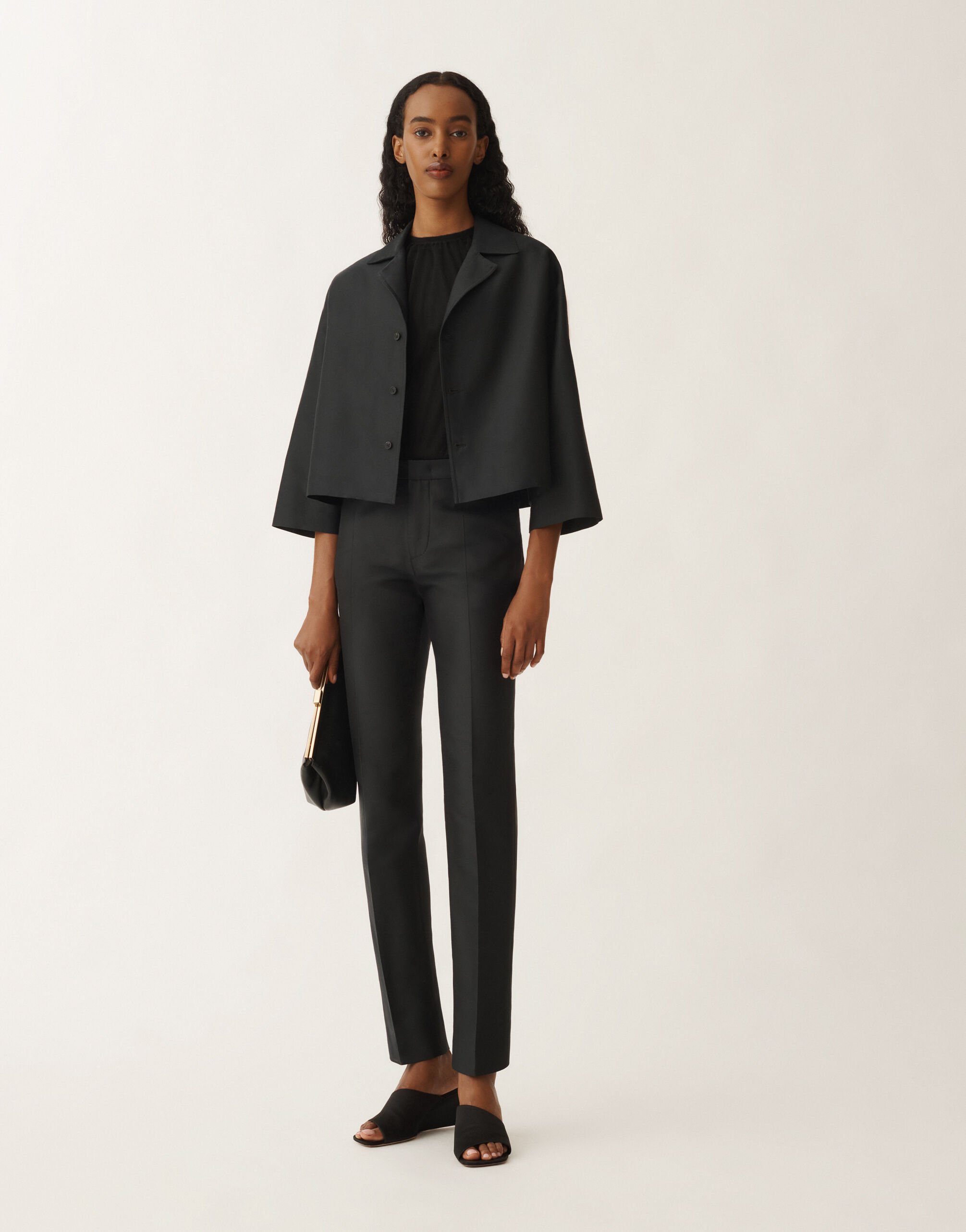 Fabiana Filippi Jacke aus Baumwolle und Mikadostoff in Seide, schwarz SCHWARZ GCD265F232D7870000