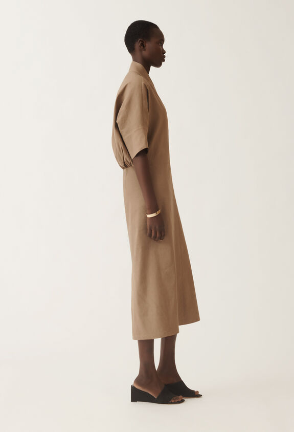 Fabiana Filippi Stretch viscose and linen dress, taupe TAUPE ABDC02F119H5490000