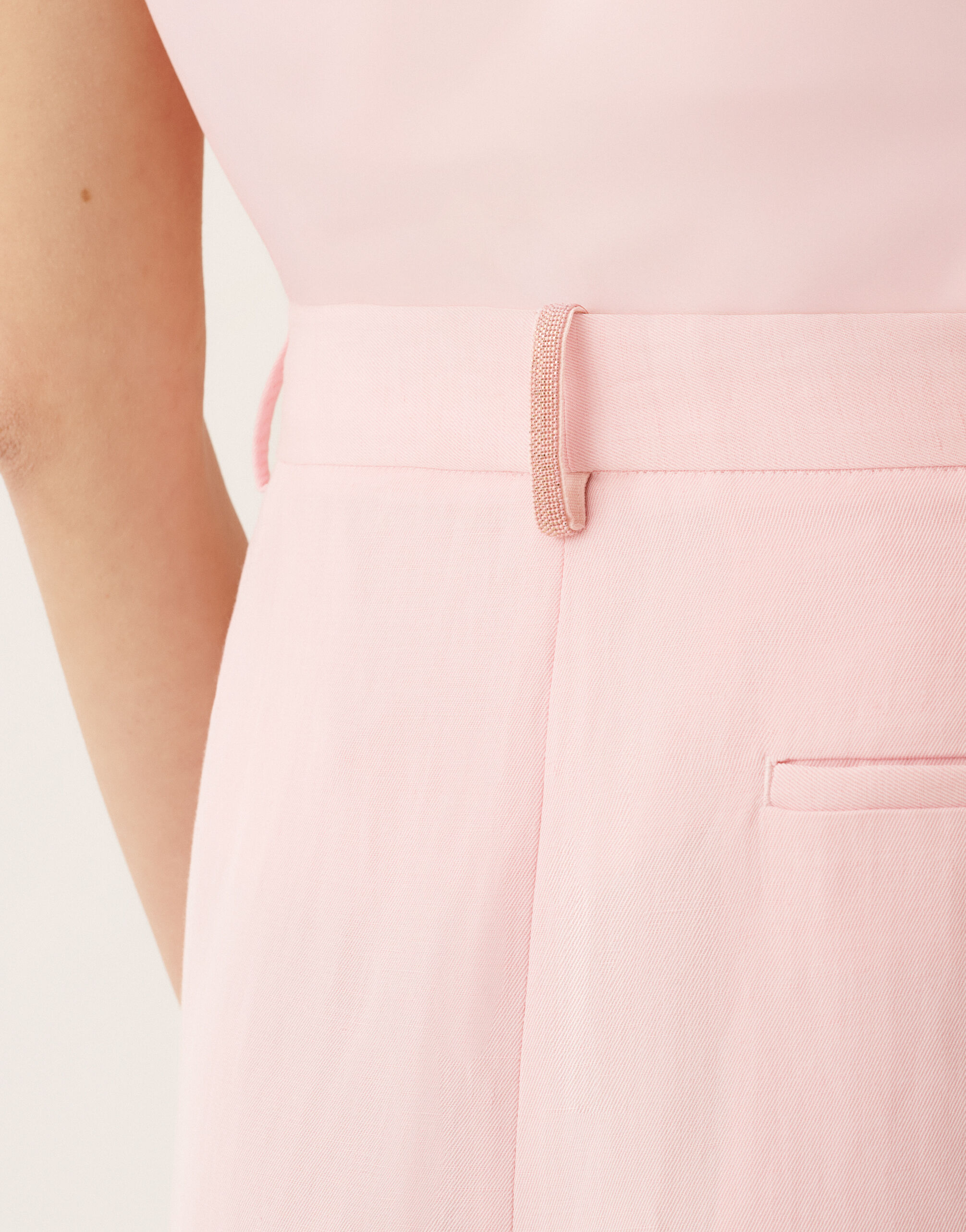 Fabiana Filippi Fluid linen and viscose trousers in petal pink PETAL PINK PAD276F367M1500000