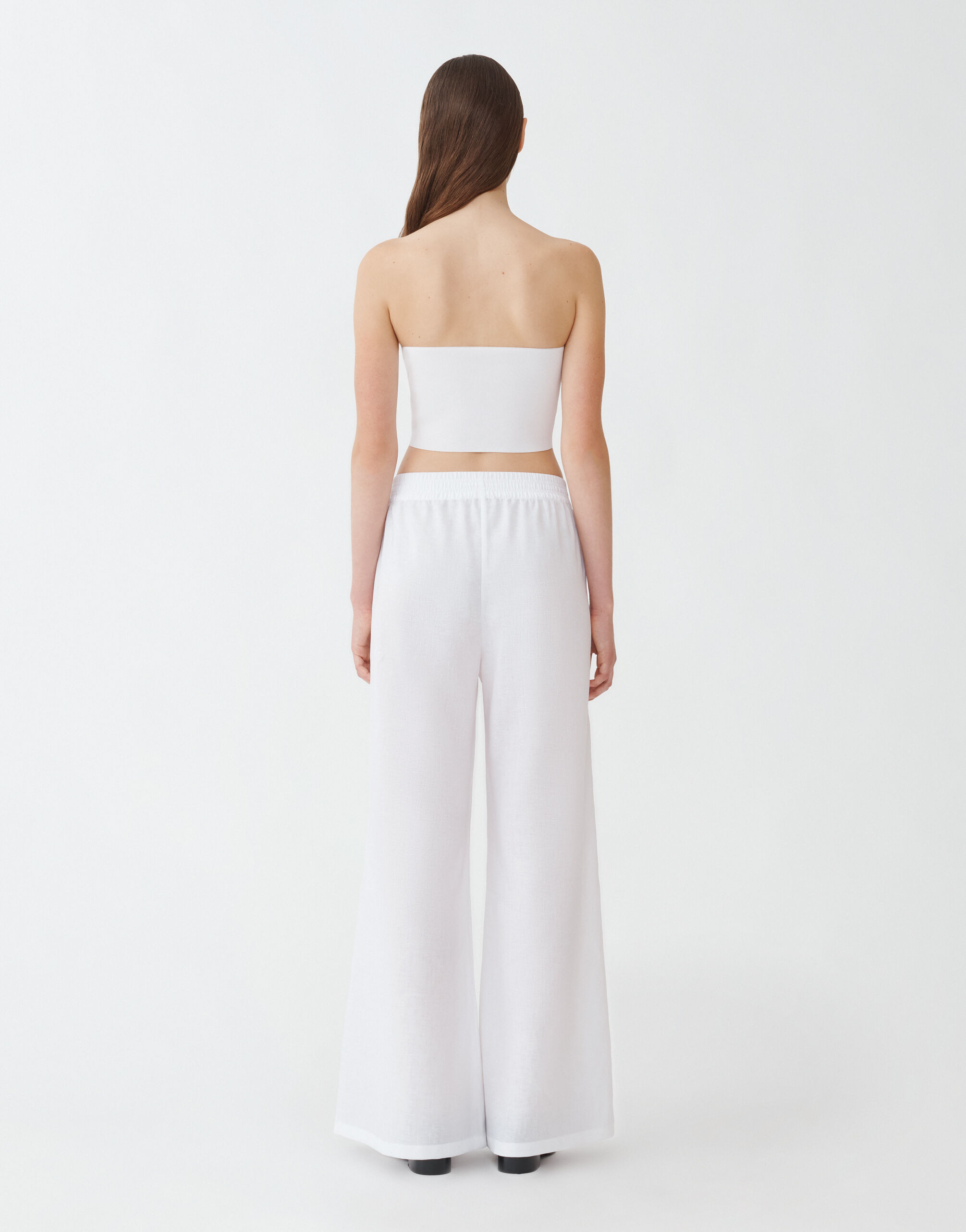 LINEN CLOTH WIDE LEG TROUSERS WITH ELASTIC WAISTBAND for Women