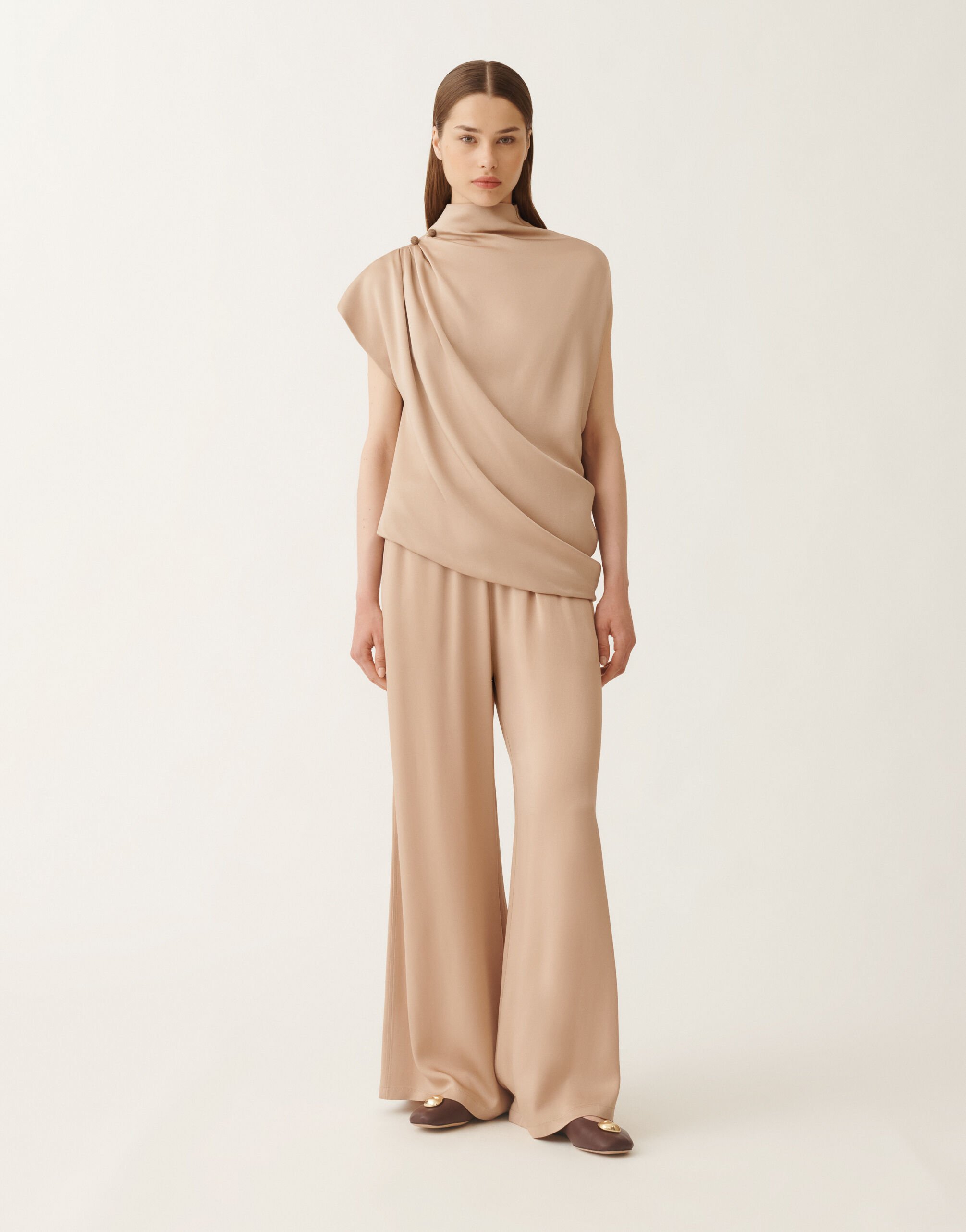 Fabiana Filippi Envers satin top, maple BEIGE TPD215F298L5960000