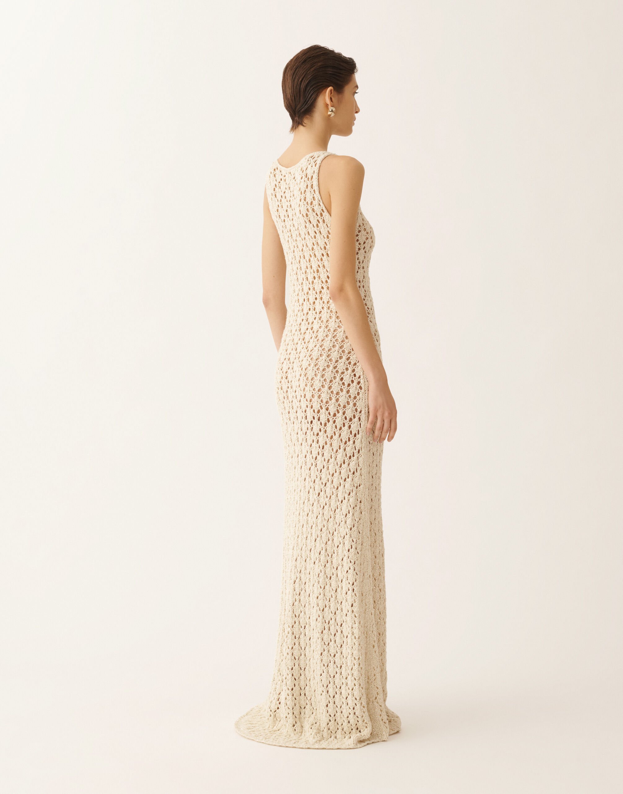 Fabiana Filippi Cotton ribbon dress with sequins, butter BUTTER ABD276F595M1020000