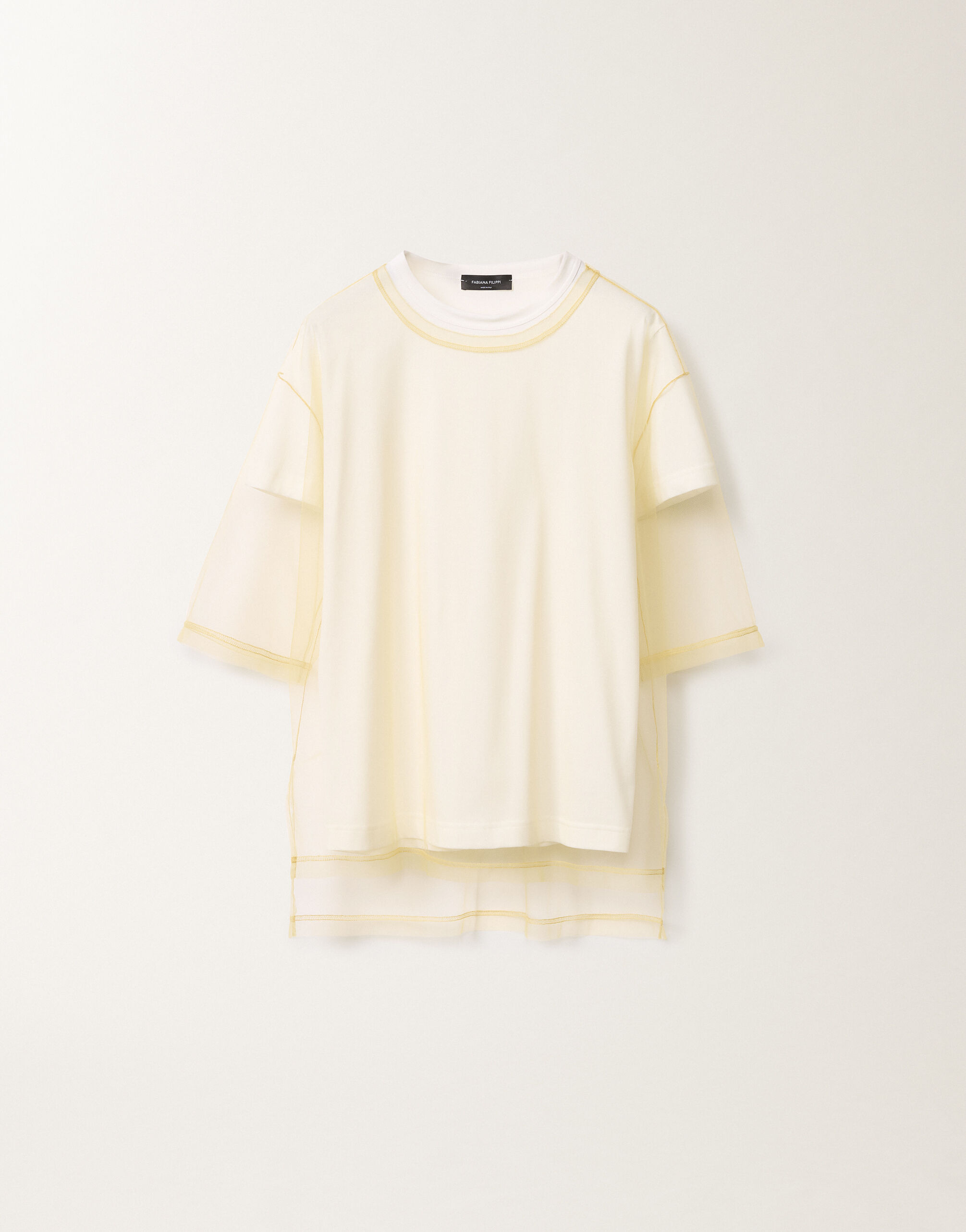 Fabiana Filippi Jersey and tulle T-shirt, gold YELLOW JED265F116L2490000