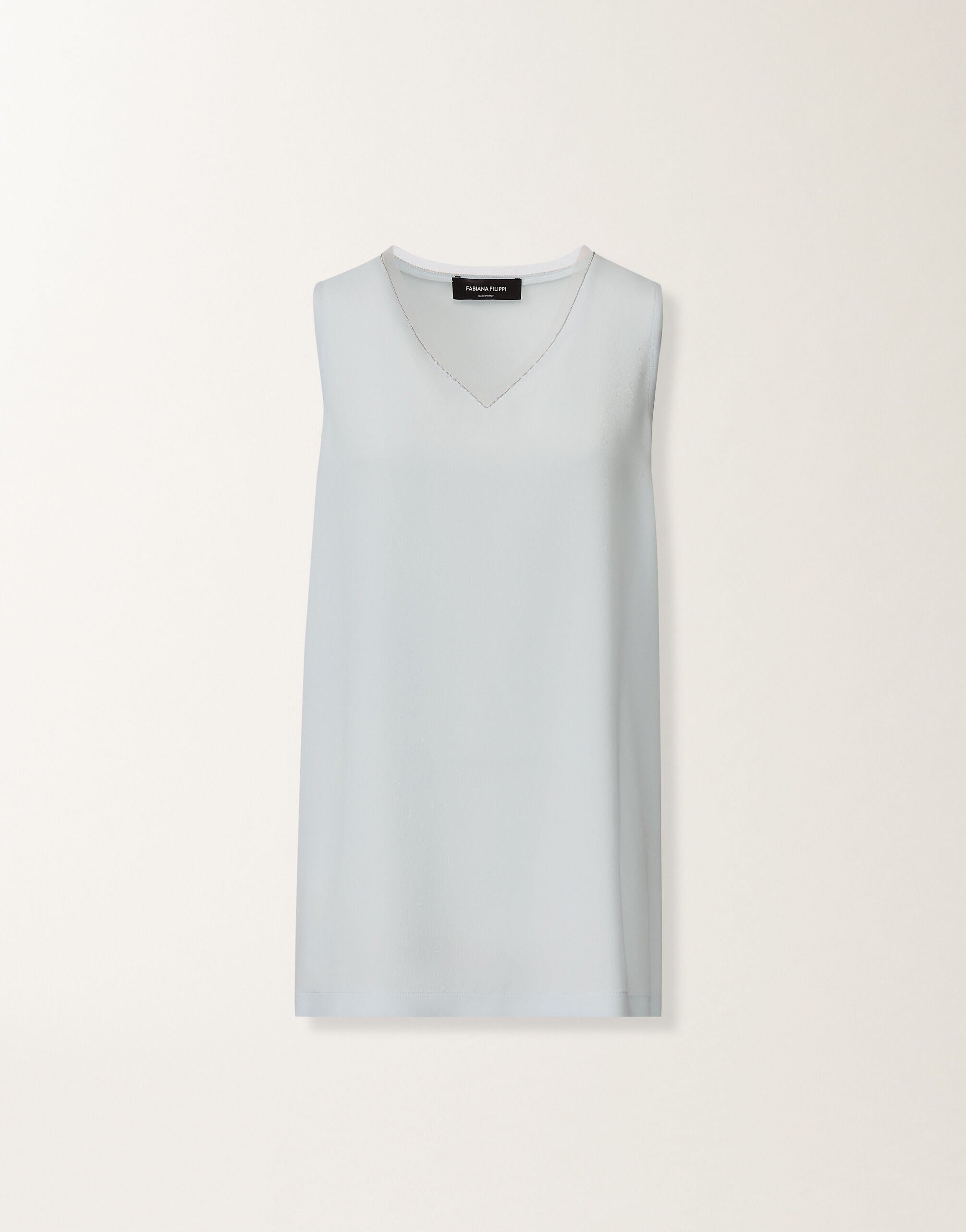 Fabiana Filippi Crepe de chine tank top, aqua Blue TPD266F295L7750000