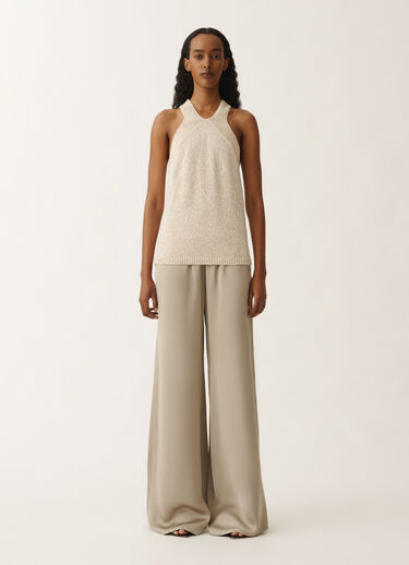 Fabiana Filippi Cotton knitted vest top with sequins, vanilla VANILLA MAD275F552L3310000