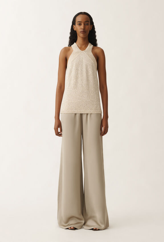 Fabiana Filippi Cotton knitted vest top with sequins, vanilla VANILLA MAD275F552L3310000