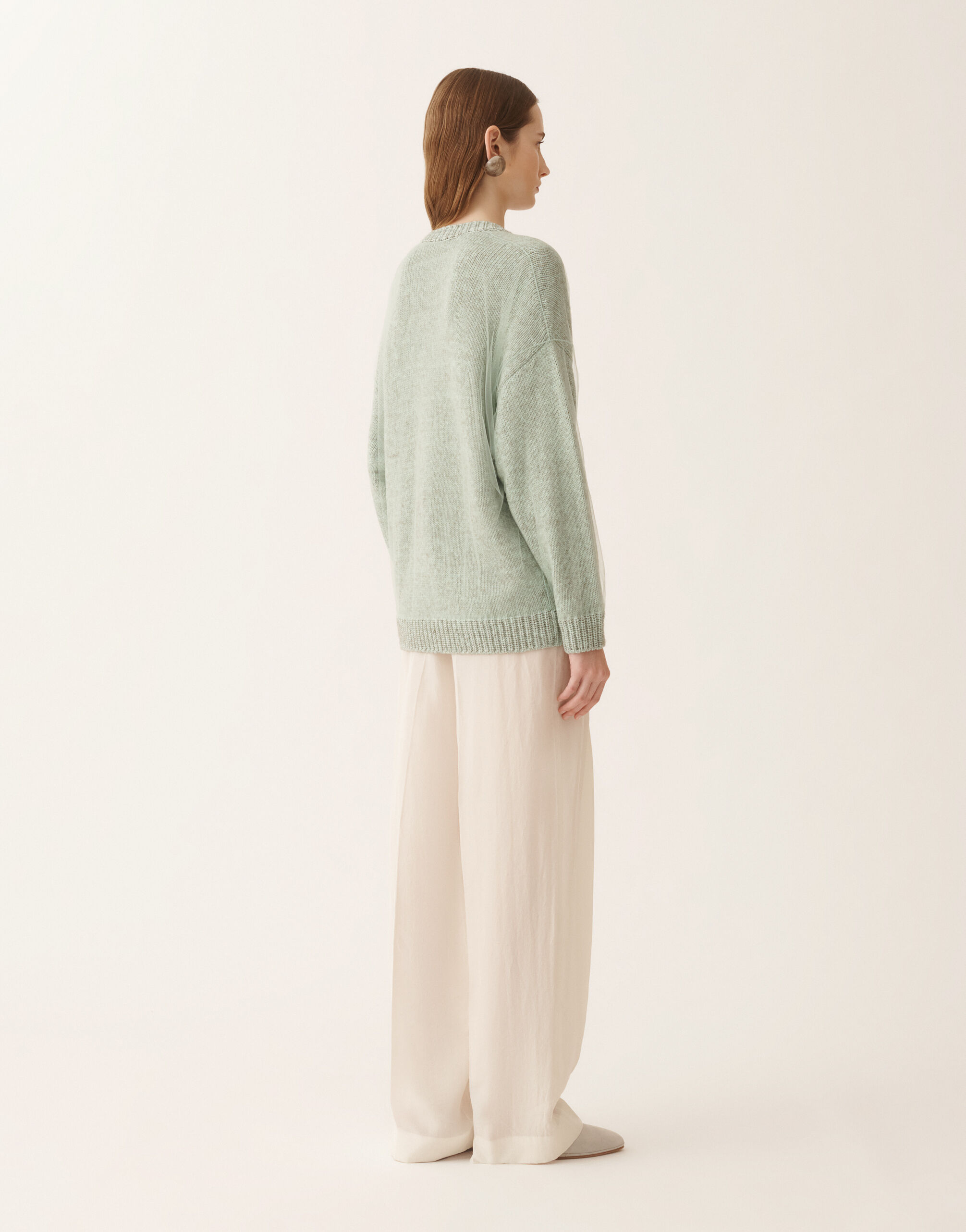 Mouliné yarn sweater in Ghirri green for Women | Fabiana Filippi®