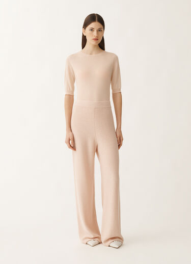 Fabiana Filippi Pantalone in cotone e lino con paillettes, cipria ROSA PAD265F351D2730000