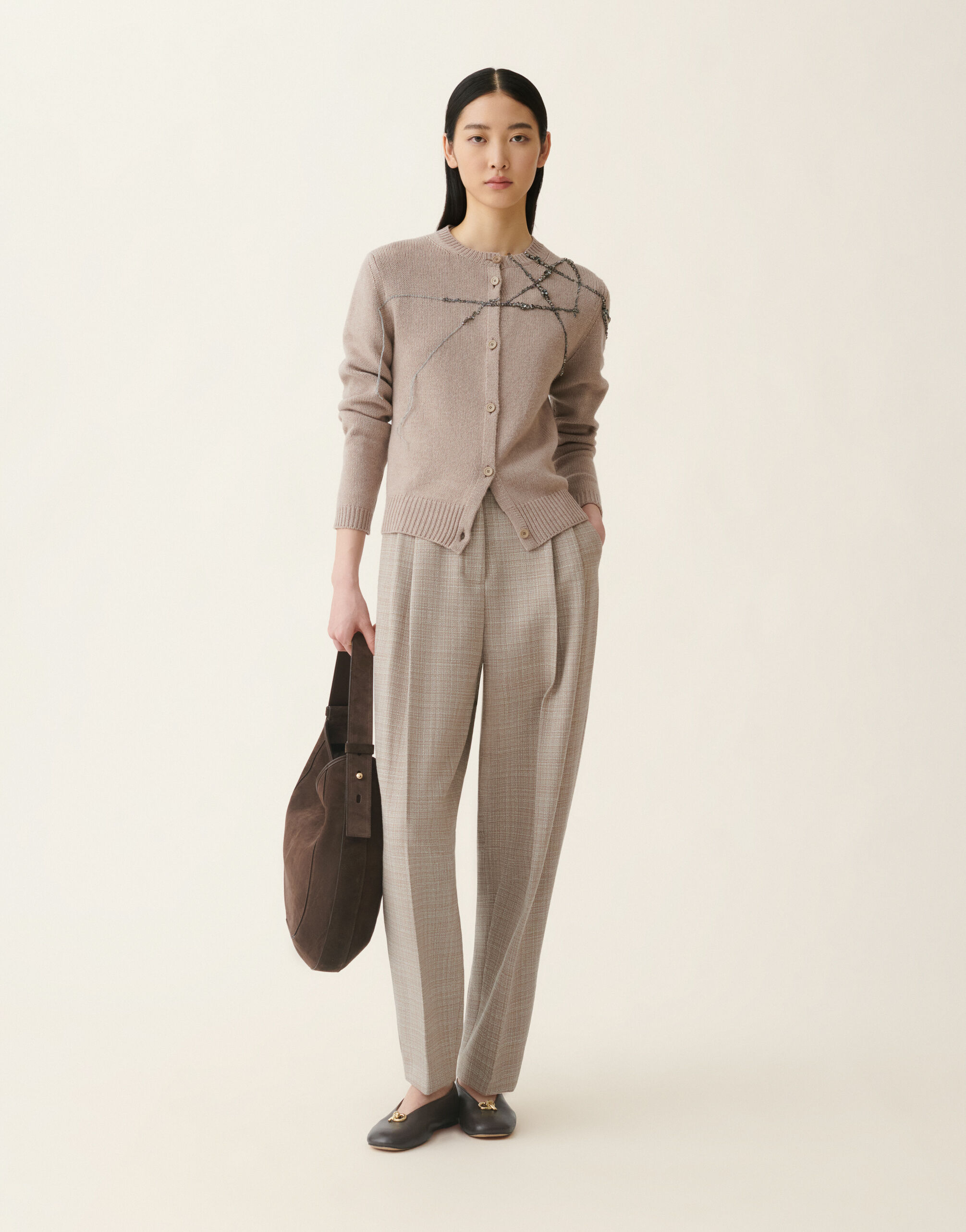 Cardigan in Platinum, moka meringa Fabiana Filippi Cardigan in Platinum, moka meringa Moka meringa MAD216F025M2870000