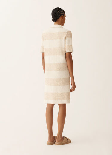 Fabiana Filippi Striped cotton tweed dress with sequins, in butter and khaki BUTTER ABD276F598M1010000