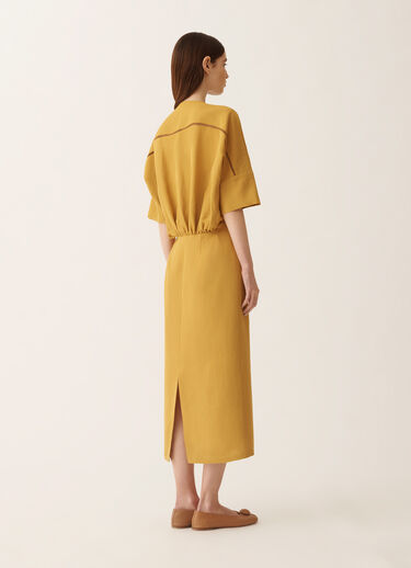 Fabiana Filippi Fluid linen and viscose dress in mustard MUSTARD ABD276F644M1480000