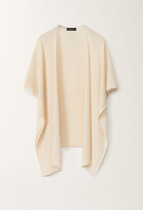 Fabiana Filippi Cotton and linen cape with sequins, vanilla BLACK MAD265F038L1610000