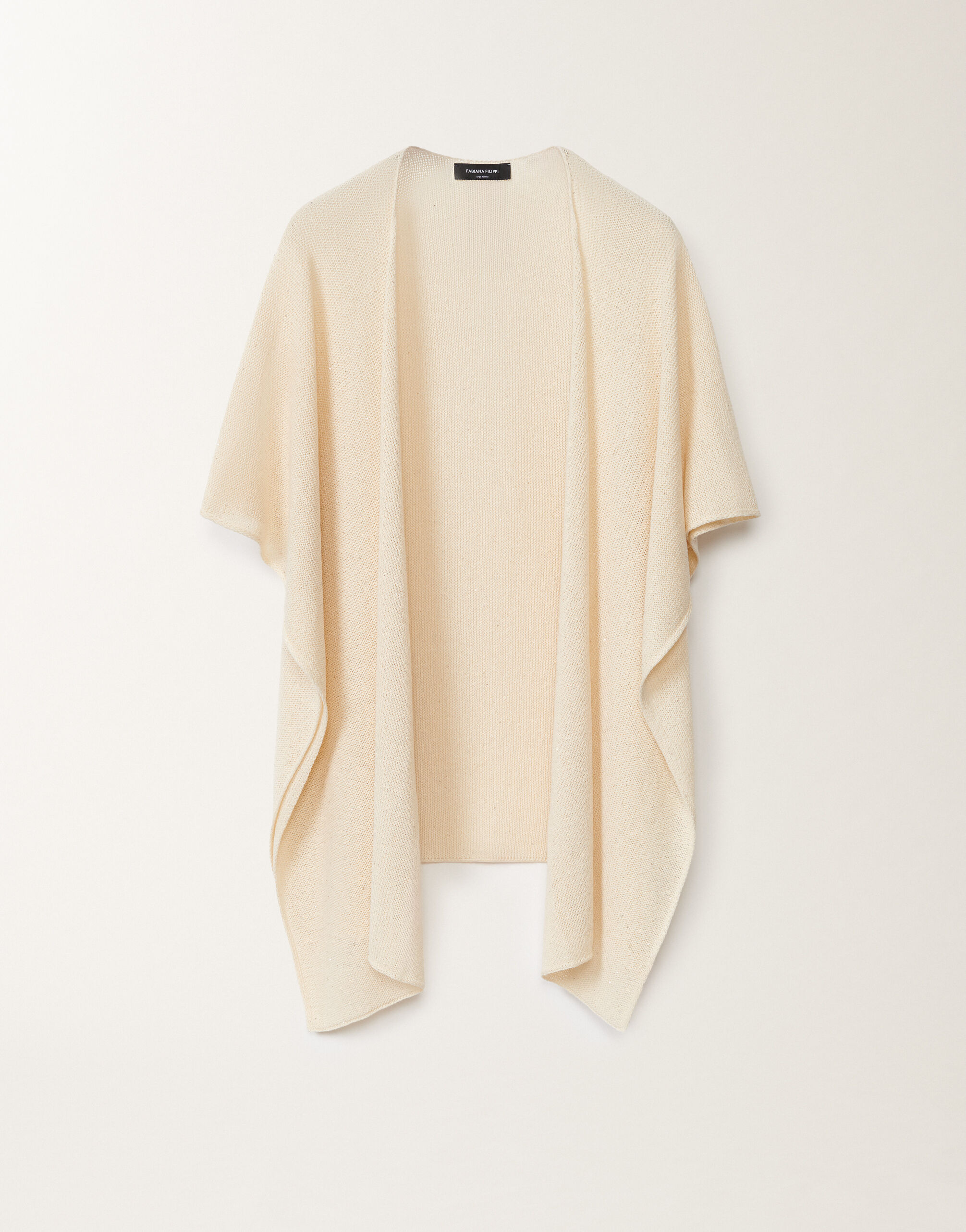 Fabiana Filippi Cotton and linen cape with sequins, vanilla VANILLA SAD275A009D2730000