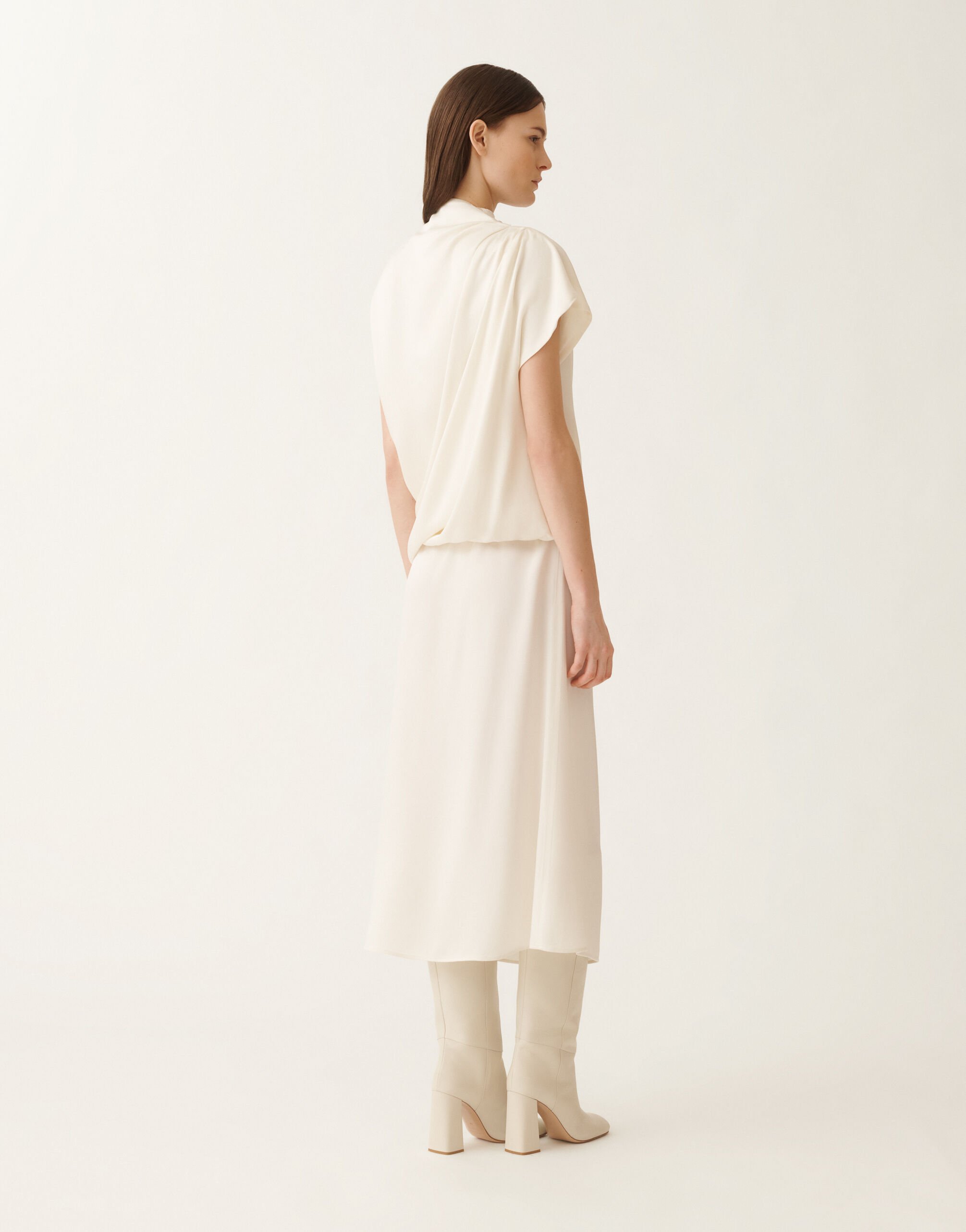 Fabiana Filippi Envers satin dress, butter WHITE ABD215F169L5960000