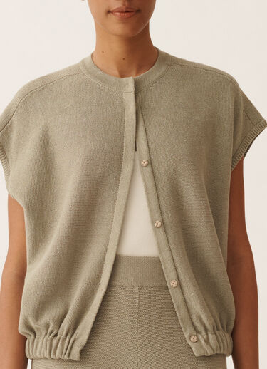 Fabiana Filippi Cotton and linen sweater with sequins, khaki KHAKI MAD276F553D2730000