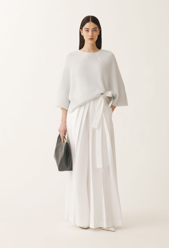 Fabiana Filippi Organic cotton and lurex cape sweater, optical white WHITE MAD275F495L4520000