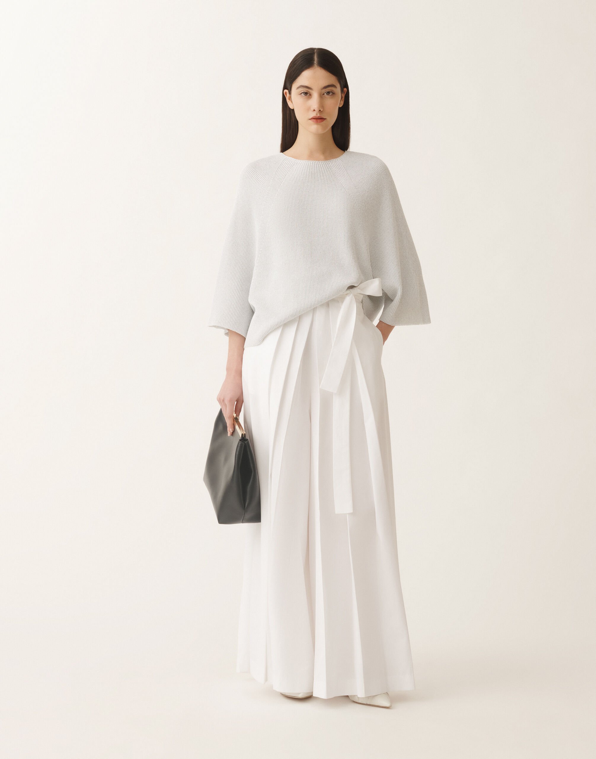 Fabiana Filippi Organic cotton and lurex cape sweater, optical white WHITE MAD275F495L4520000