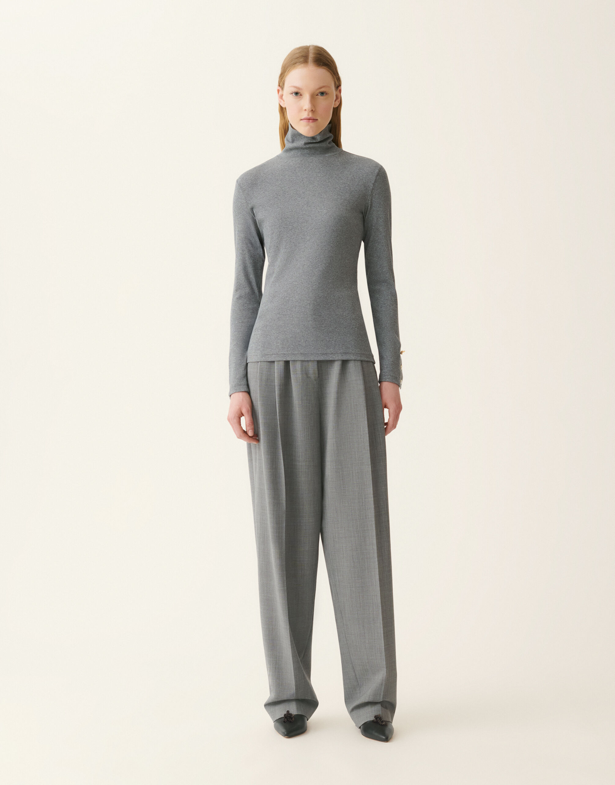 Fabiana Filippi Ribbed cotton jersey turtleneck T-shirt, stone Stone JED226F554M4550000