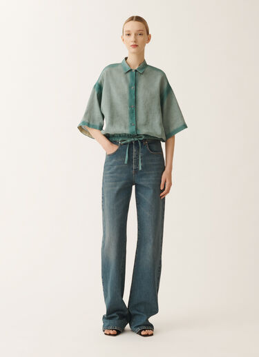 Fabiana Filippi Chemise en toile de lin avec dégradé, bleu pétrole TURQUOISE GCD275F592L3780000
