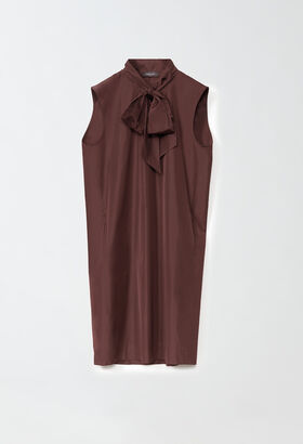 Fabiana Filippi SILK TAFFETA SLEEVELESS DRESS WITH BOW COLLAR RED ABD214F139I9290000