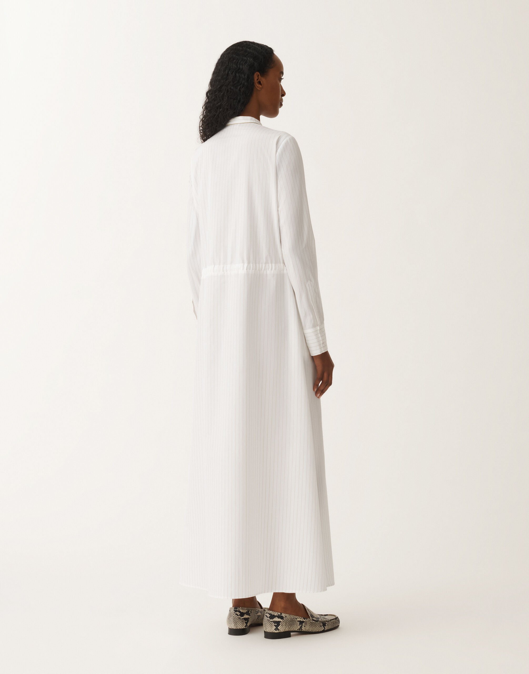 Fabiana Filippi Striped poplin shirt dress, optical white and aloe WHITE ABD265F206L2340000