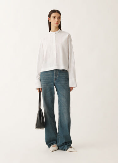 Fabiana Filippi Striped poplin shirt, optical white and black WHITE CAD265F356L2340000