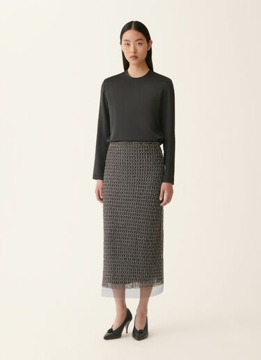 Moonlight embroidered tulle midi pencil skirt, charcoal Fabiana Filippi Moonlight embroidered tulle midi pencil skirt, charcoal Charcoal GND226F795M4400000