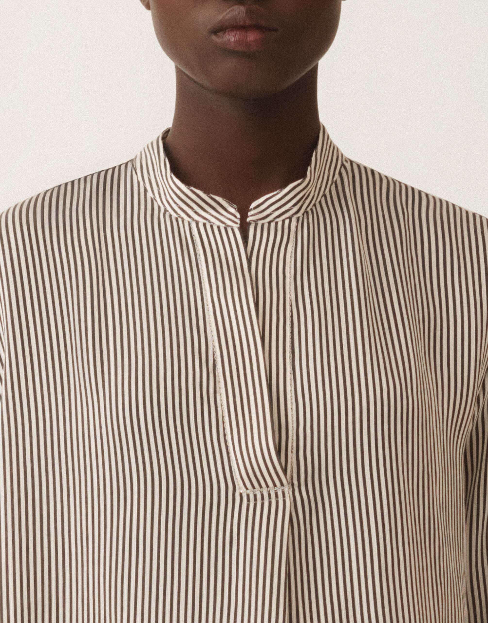 Striped viscose and silk shirt, black and white for Women