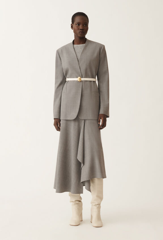 Fabiana Filippi Cool wool asymmetrical skirt, melange rock GREY GND215F414D6200000