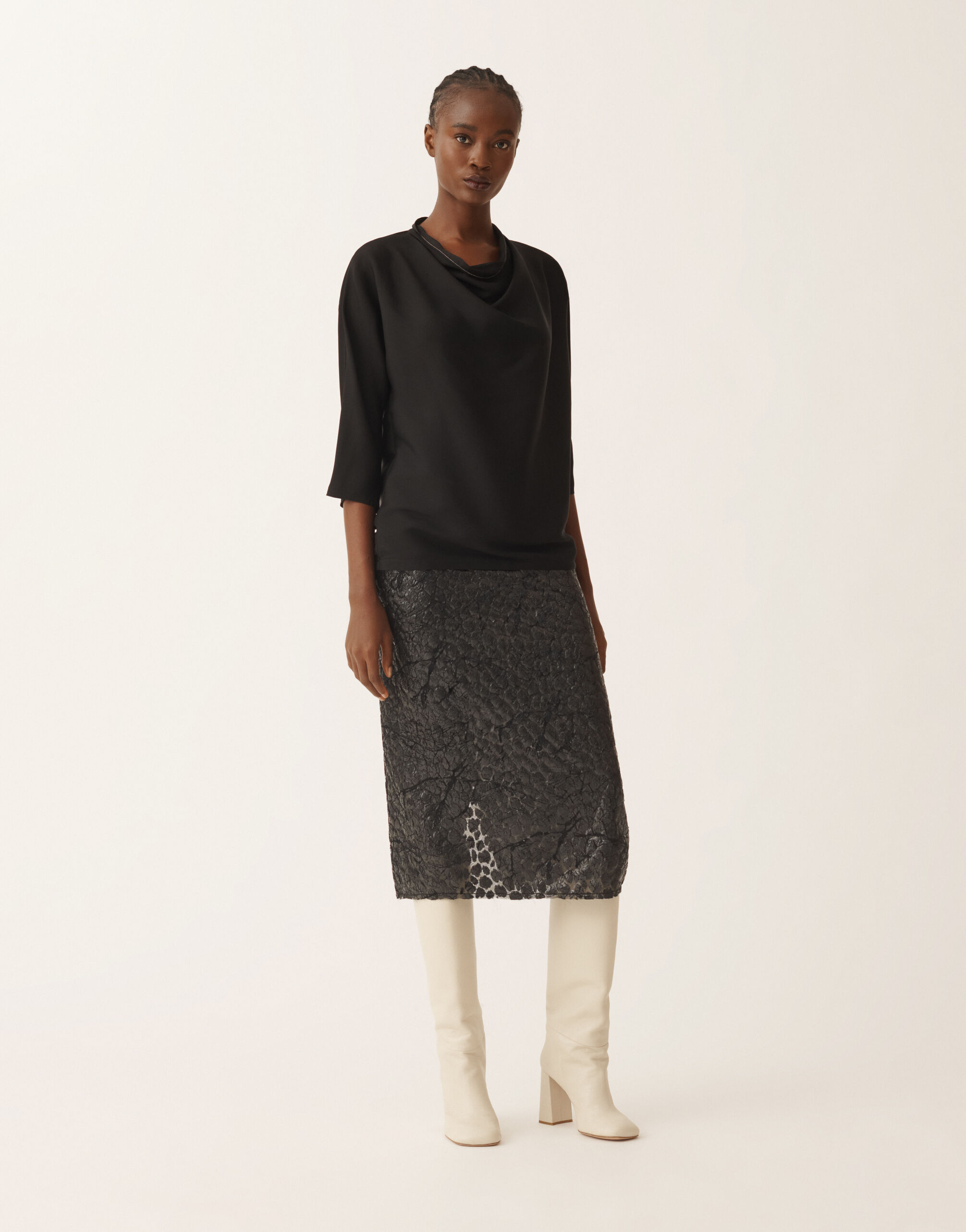Fabiana Filippi Top in enver satin, black Black TPD225F843L7030000